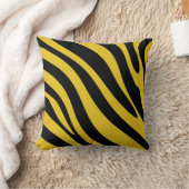 黄はっきりした色と黒の縞模様 クッション (ブランケット)