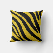 黄はっきりした色と黒の縞模様 クッション (裏面)