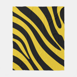 黄はっきりした色と黒の縞模様 フリースブランケット
