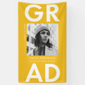 黄はっきりした色のグラード写真の卒業 横断幕 (縦)