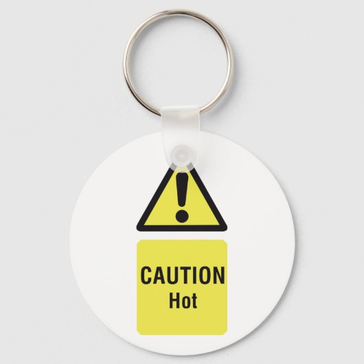 黄はっきりした色の注意ホットサインの安全性 キーホルダー (裏面)
