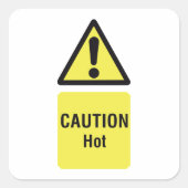 黄はっきりした色の注意ホットサインの安全性 スクエアシール (正面)