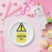 黄はっきりした色の注意ホットサインの安全性 ペーパープレート (パーティー)