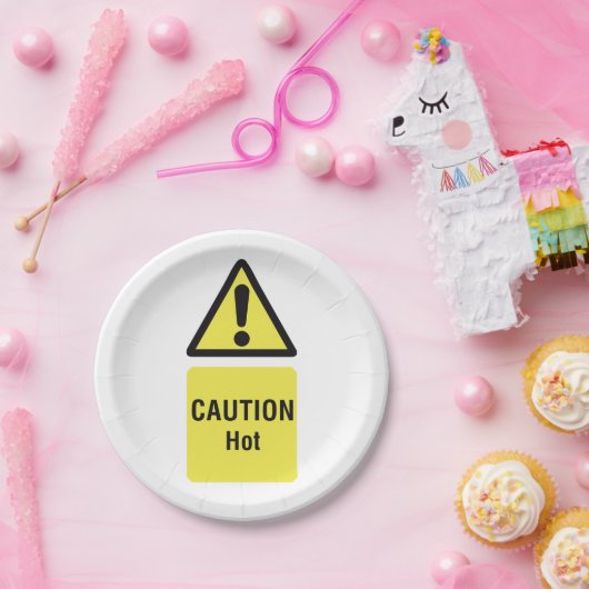 黄はっきりした色の注意ホットサインの安全性 ペーパープレート (パーティー)