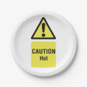 黄はっきりした色の注意ホットサインの安全性 ペーパープレート (正面)