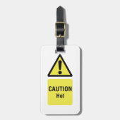 黄はっきりした色の注意ホットサインの安全性 ラゲッジタグ (正面縦)