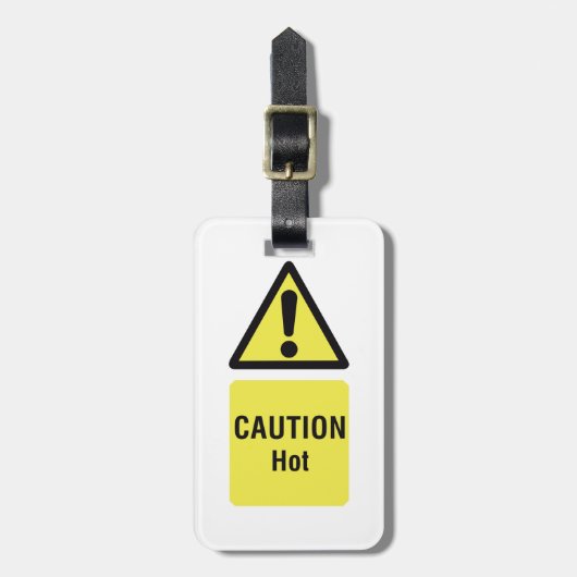 黄はっきりした色の注意ホットサインの安全性 ラゲッジタグ (正面縦)