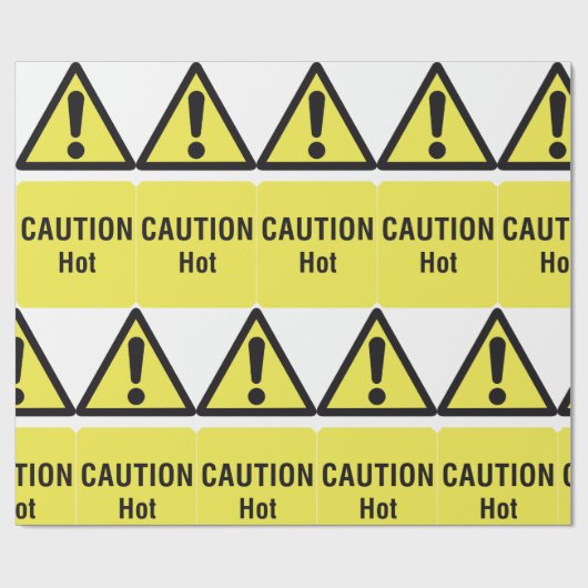 黄はっきりした色の注意ホットサインの安全性 ラッピングペーパー (フラット)