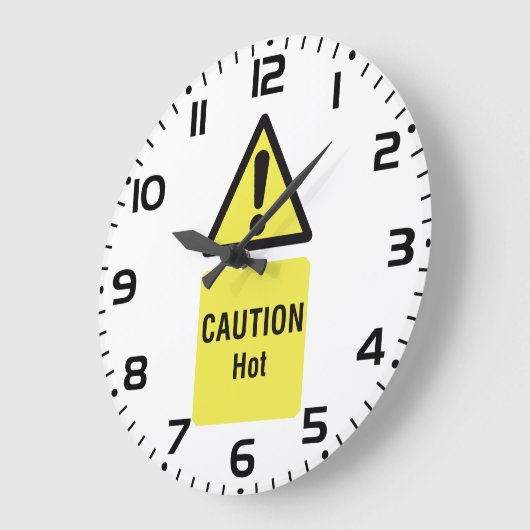黄はっきりした色の注意ホットサインの安全性 ラージ壁時計 (傾斜)