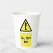 黄はっきりした色の注意ホットサインの安全性 紙コップ (正面)
