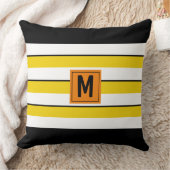 黄はっきりした色ストライプモノグラム クッション (ブランケット)