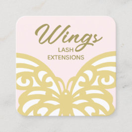 黄はっきりした色金ゴールドバタフライピンクモダン美しい スクエア名刺