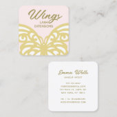 黄はっきりした色金ゴールドバタフライピンクモダン美しい スクエア名刺 (正面/裏面)