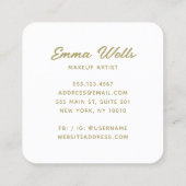 黄はっきりした色金ゴールドバタフライピンクモダン美しい スクエア名刺 (裏面)