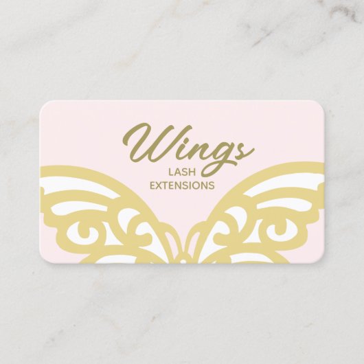 黄はっきりした色金ゴールドバタフライピンクモダン美しい 名刺 (正面)