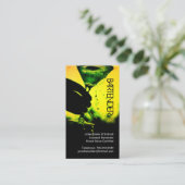 黄はっきりした色・緑のバーテンダー 名刺 (スタンド正面)
