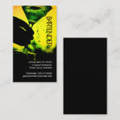 黄はっきりした色・緑のバーテンダー 名刺 (正面/裏面)