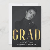 黄はっきりした金箔グラッコンテンポラリード写真 案内状 (正面)