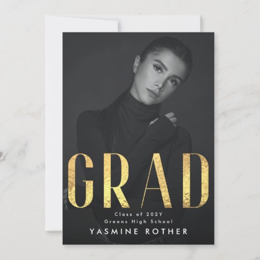 黄はっきりした金箔グラッコンテンポラリード写真 案内状 (正面)