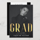 黄はっきりした金箔グラッコンテンポラリード写真 案内状 (正面/裏面)