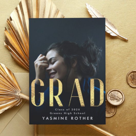 黄はっきりした金箔グラッモダンド写真 案内状