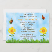 黄ひまわりかわいらし誕生日パーティーへの招待 招待状 (裏面)