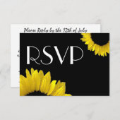 黄ひまわりの結婚式のRSVP応答カード 出欠カード (正面/裏面)
