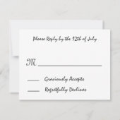 黄ひまわりの結婚式のRSVP応答カード 出欠カード (裏面)