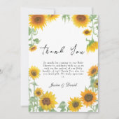黄ひまわりエレガント晴れ赤ちゃんシャワー サンキューカード (正面)