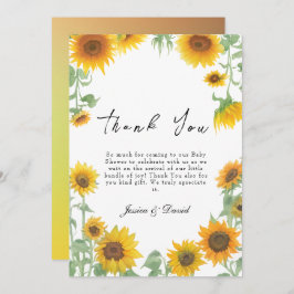 黄ひまわりエレガント晴れ赤ちゃんシャワー サンキューカード