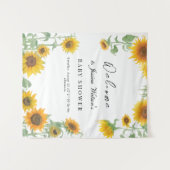 黄ひまわりエレガント晴れ赤ちゃんシャワー タペストリー (正面(横))