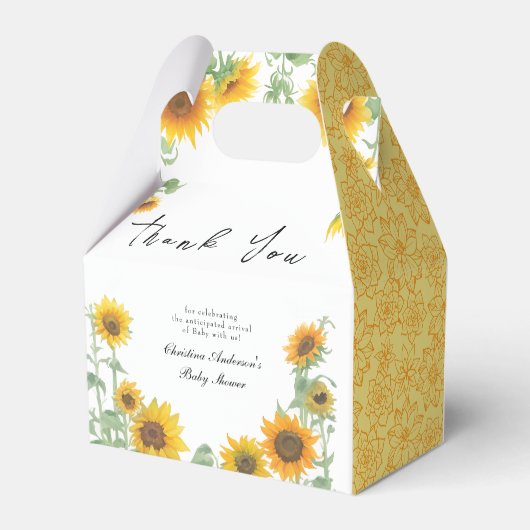 黄ひまわりエレガント晴れ赤ちゃんシャワー フェイバーボックス (裏面サイド)