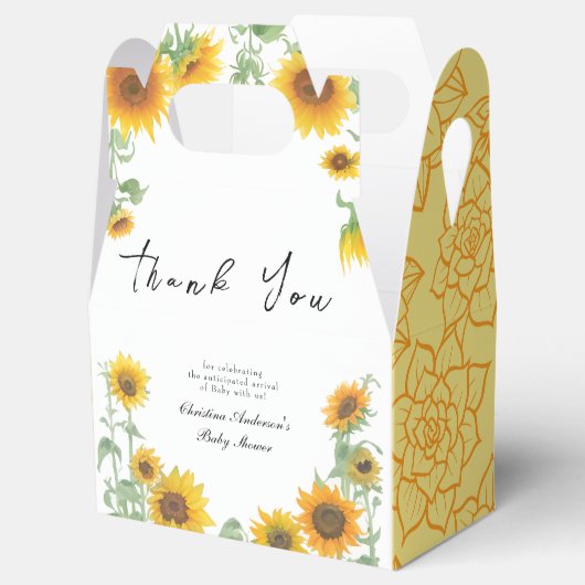 黄ひまわりエレガント晴れ赤ちゃんシャワー フェイバーボックス (オープン)