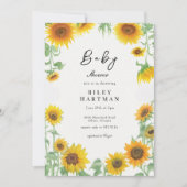 黄ひまわりエレガント晴れ赤ちゃんシャワー 招待状 (正面)