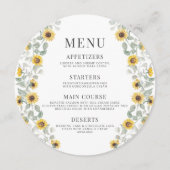 黄ひまわりエレガント秋の結婚式丸メニュー メニュー (正面)