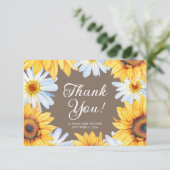 黄ひまわりデイジー赤ちゃんシャワーありがとう サンキューカード (スタンド正面)