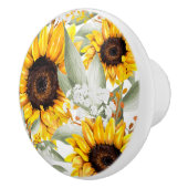 黄ひまわりフローラ素朴秋フラワー セラミックノブ (右)