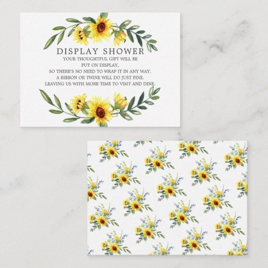 黄ひまわりブライダルシャワーディスプレイシャワー エンクロージャーカード (正面/裏面)