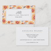 黄ひまわりモダンフローラ名刺 名刺 (正面/裏面)