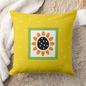 黄ひまわりモダン水玉模様模様 クッション (ブランケット)
