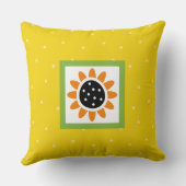 黄ひまわりモダン水玉模様模様 クッション (裏面)