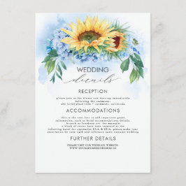 黄ひまわり及び埃の多い結婚ブルー詳細 エンクロージャーカード