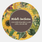 黄ひまわり素朴の住所 ラウンドシール (正面)