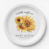 黄ひまわり素朴赤ちゃんシャワー ペーパープレート (正面)