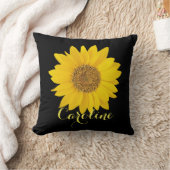黄ひまわり色黒と名前をカスタムする クッション (ブランケット)
