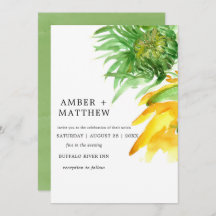 黄ひま絵を描花結婚式招待状