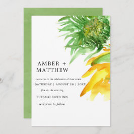 黄ひま絵を描花結婚式招待状