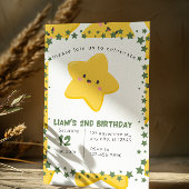 黄よくはしゃぐ星子供の誕生日招待カード 招待状