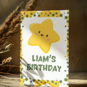 黄よくはしゃぐ星子供の誕生日招待カード 招待状