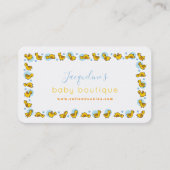 黄よくはしゃぐ色ダッキー（アヒルちゃん）&ブルードットビジネスカード 名刺 (正面)